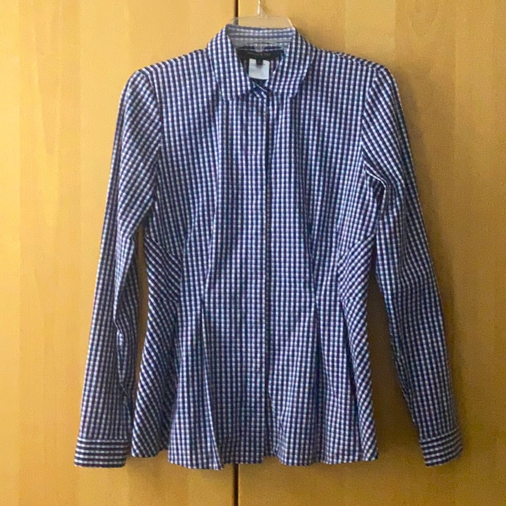 Lafayette 148 Long sleeve checkered blouse
